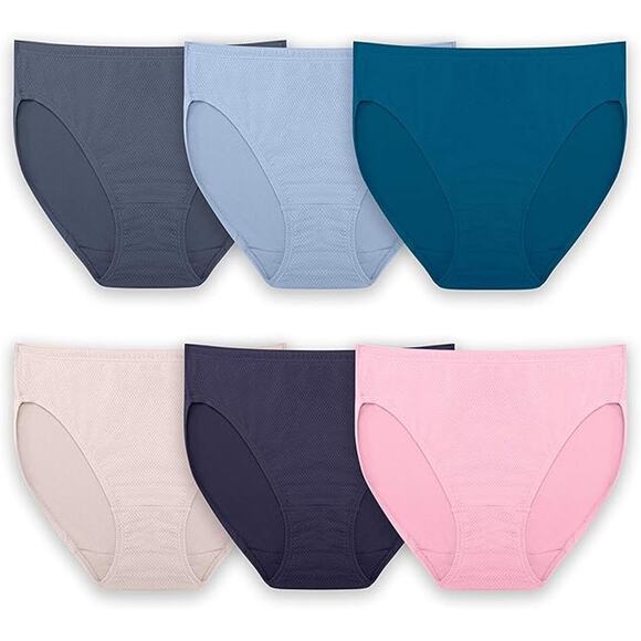 New 5 Pack Fruit of the Loom Womens Size 9 Breathable Mesh Hi Cut Underwear - Picture 1 of 5